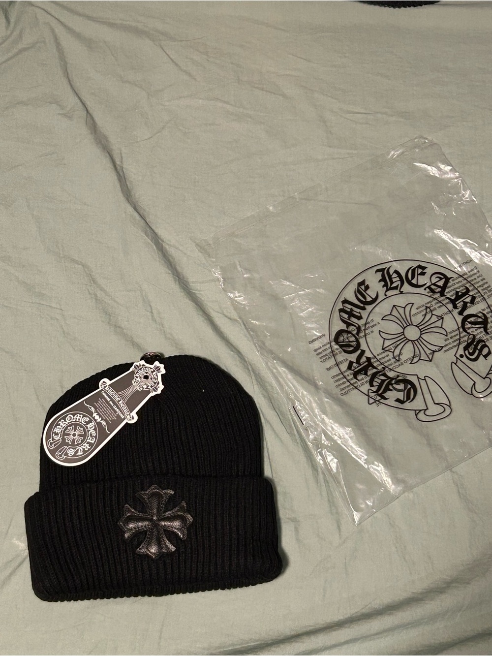 Black cross beanie